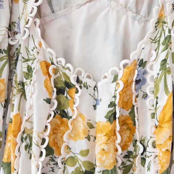 BHLDN Kali Long Sleeve Linen Fit & Flare Dress Cottagecore Wedding Guest Dress - Picture 10 of 13